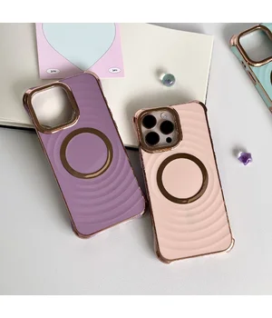 Силиконовый чехол "Luxury Shine" with MagSafe для iPhone 16 Pro Пудровый