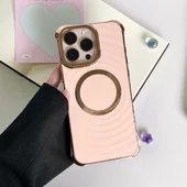 Силиконовый чехол "Luxury Shine" with MagSafe для iPhone 16 Pro Пудровый