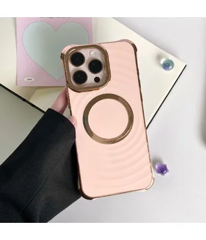 Силиконовый чехол "Luxury Shine" with MagSafe для iPhone 16 Pro Пудровый