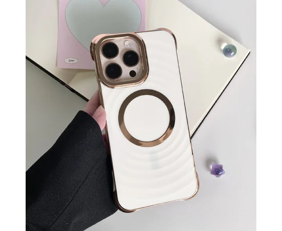 Силиконовый чехол "Luxury Shine" with MagSafe для iPhone 16 Pro Max Белый