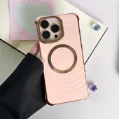 Силиконовый чехол "Luxury Shine" with MagSafe для iPhone 16 Pro Max Пудровый