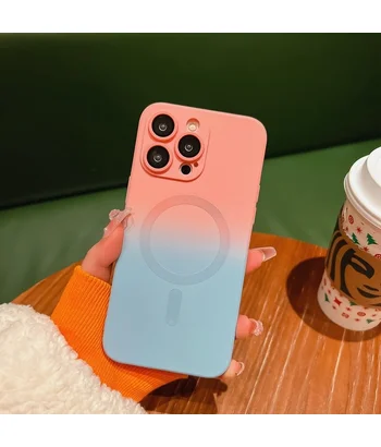 Силіконовий чохол "Luxury Gradient" with MagSafe для Apple iPhone 13 Pro Max Рожево-сірий