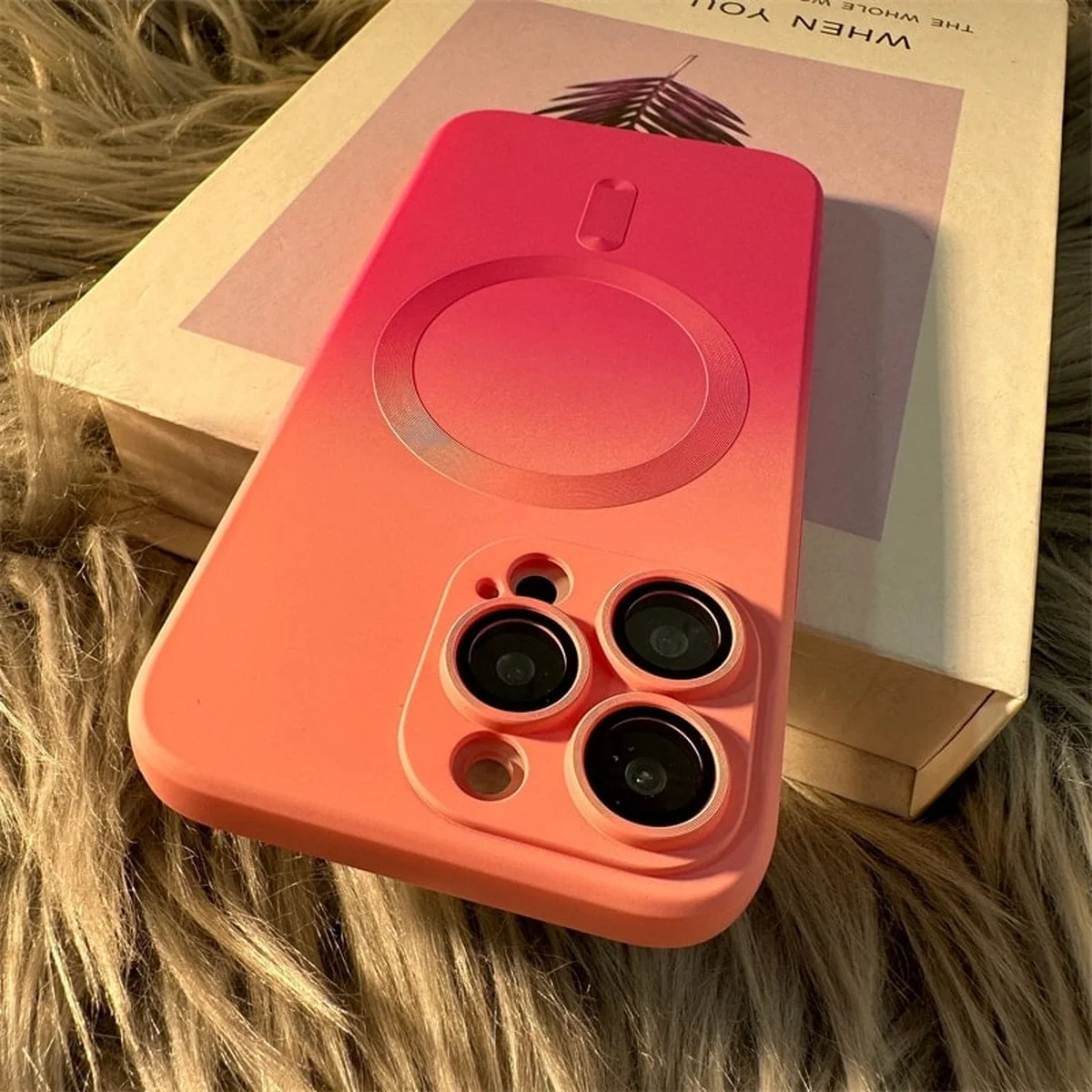 Силіконовий чохол "Luxury Gradient" with MagSafe для Apple iPhone 15 Pro Max Рожево-фіолетовий