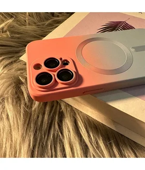 Силіконовий чохол "Luxury Gradient" with MagSafe для Apple iPhone 15 Pro Рожево-сірий