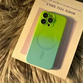 Силиконовый чехол "Luxury Gradient" with MagSafe для Apple iPhone 12 Pro Зелено-голубой