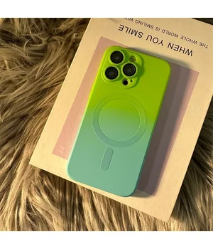 Силіконовий чохол "Luxury Gradient" with MagSafe для Apple iPhone 12 Pro Зелено-блакитний