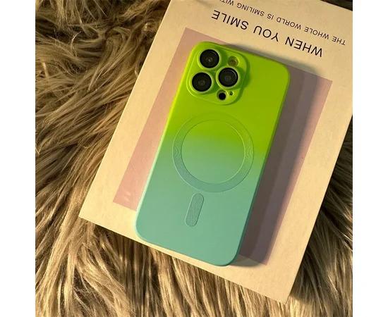 Силіконовий чохол "Luxury Gradient" with MagSafe для Apple iPhone 12 Pro Max Зелено-блакитний