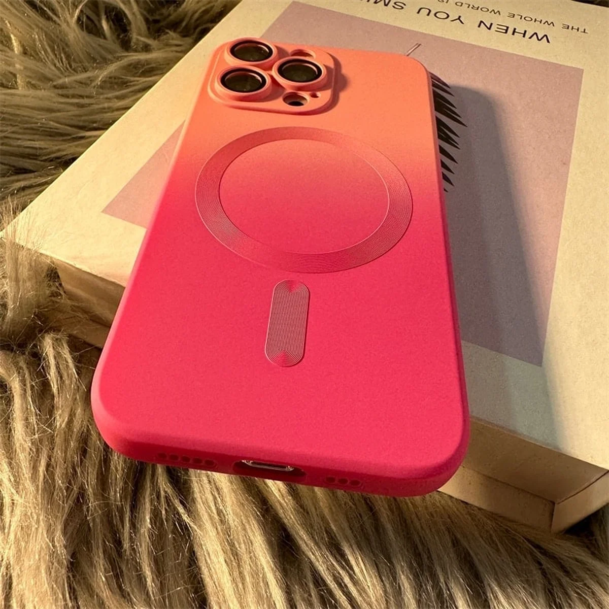 Силіконовий чохол "Luxury Gradient" with MagSafe для Apple iPhone 15 Pro Max Рожево-фіолетовий
