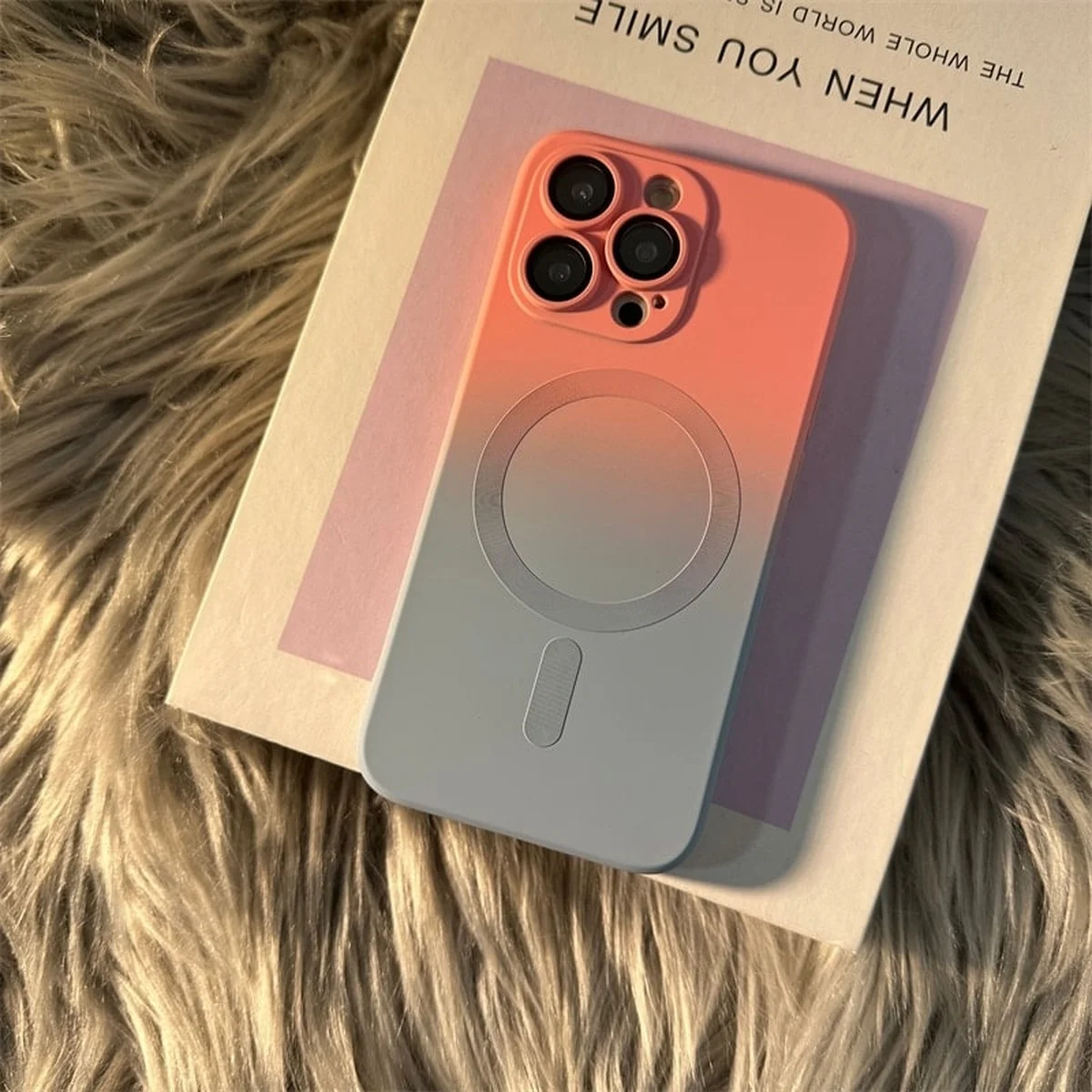Силіконовий чохол "Luxury Gradient" with MagSafe для Apple iPhone 14 Pro Max Рожево-сірий