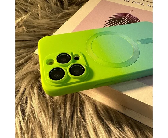 Силіконовий чохол "Luxury Gradient" with MagSafe для Apple iPhone 12 Pro Max Зелено-блакитний