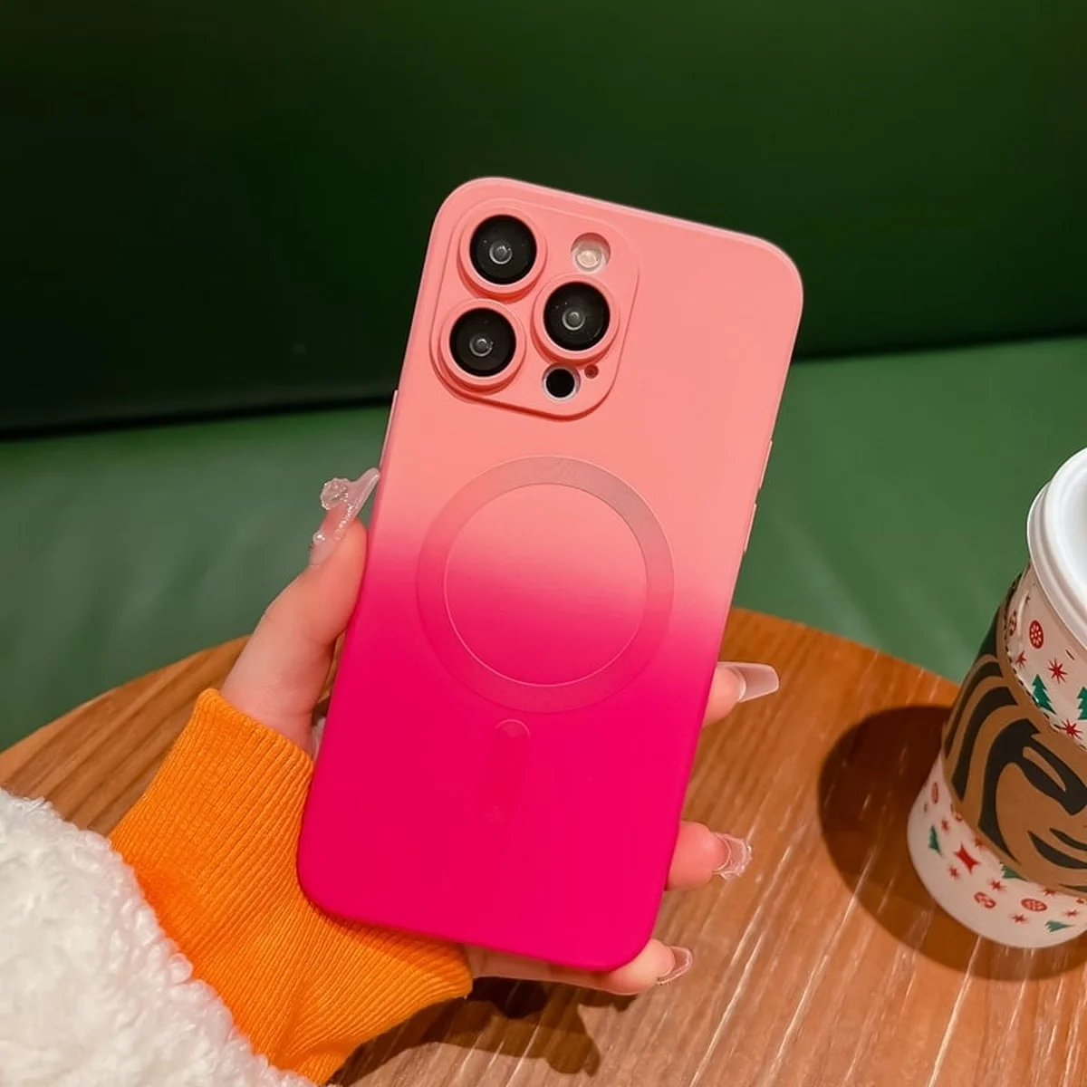 Силіконовий чохол "Luxury Gradient" with MagSafe для Apple iPhone 15 Pro Max Рожево-фіолетовий