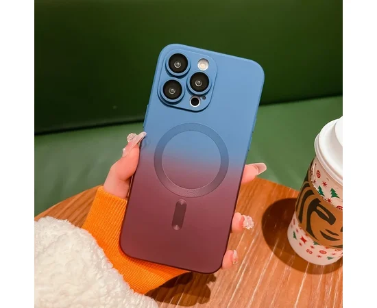 Силіконовий чохол "Luxury Gradient" with MagSafe для Apple iPhone 12 Pro Max Синьо-бордовий