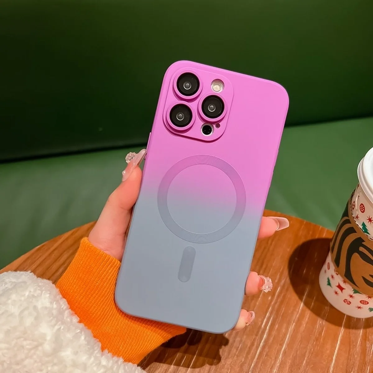 Силіконовий чохол "Luxury Gradient" with MagSafe для Apple iPhone 14 Pro Фіолетово-сірий