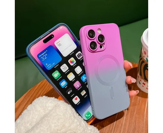 Силиконовый чехол "Luxury Gradient" with MagSafe для Apple iPhone 11 Pro Max Фиолетово-серый