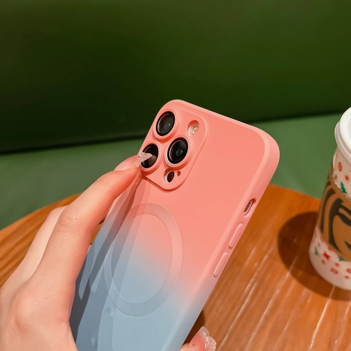 Силіконовий чохол "Luxury Gradient" with MagSafe для Apple iPhone 14 Pro Max Рожево-сірий