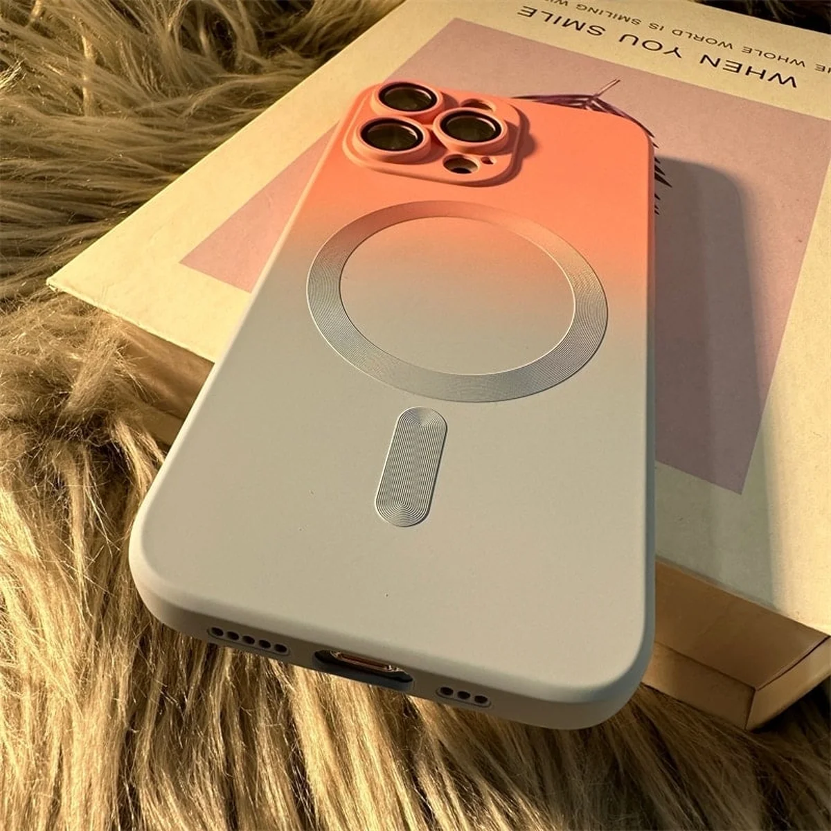 Силіконовий чохол "Luxury Gradient" with MagSafe для Apple iPhone 14 Pro Max Рожево-сірий