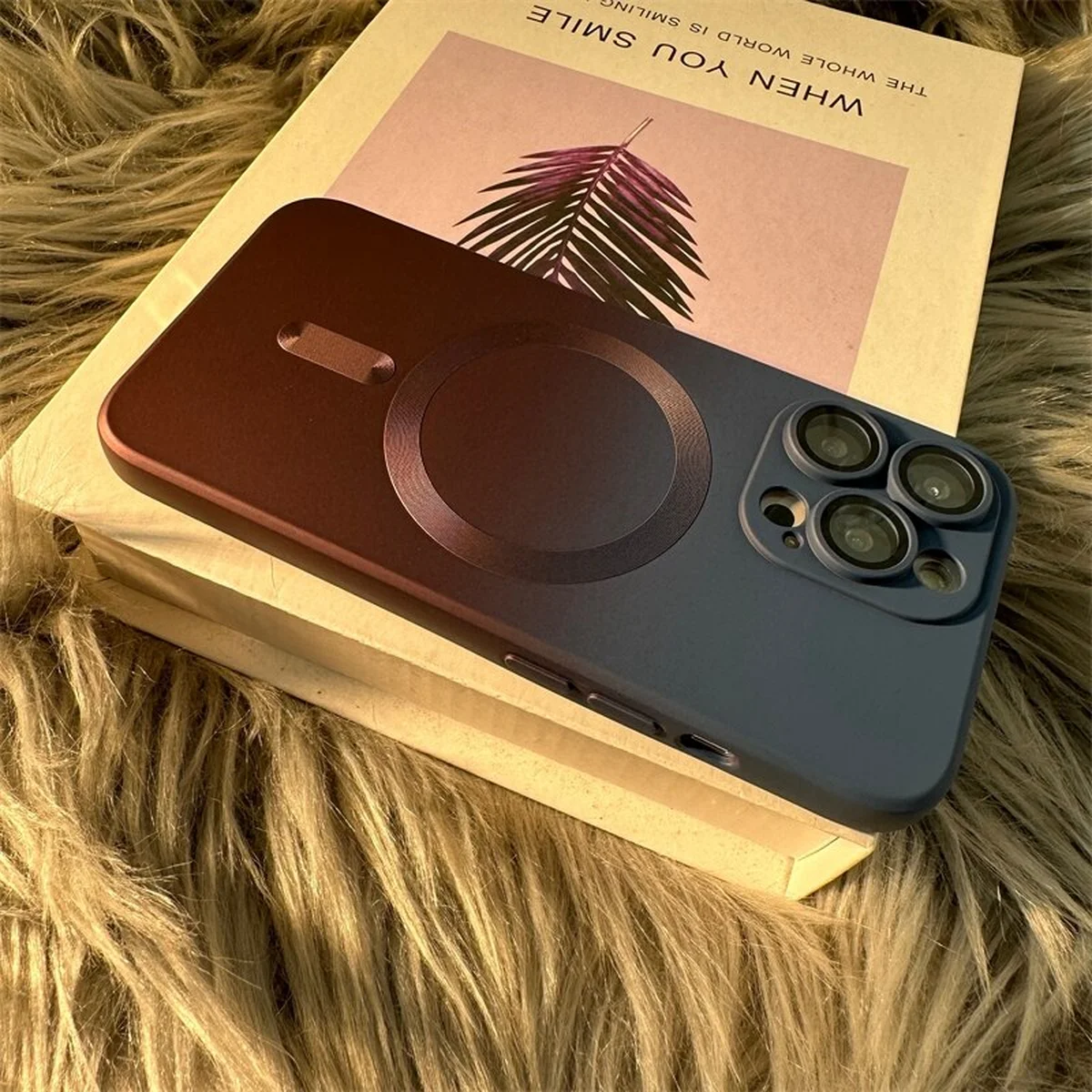 Силиконовый чехол "Luxury Gradient" with MagSafe для Apple iPhone 12 Pro Max Сине-бордовый