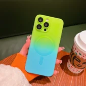 Силиконовый чехол "Luxury Gradient" with MagSafe для Apple iPhone 15 Pro Max Зелено-голубой