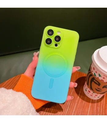 Силиконовый чехол "Luxury Gradient" with MagSafe для Apple iPhone 12 Pro Max Зелено-голубой