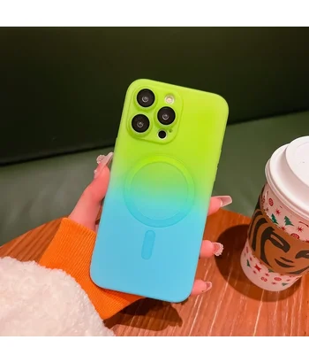 Силіконовий чохол "Luxury Gradient" with MagSafe для Apple iPhone 15 Pro Max Зелено-блакитний