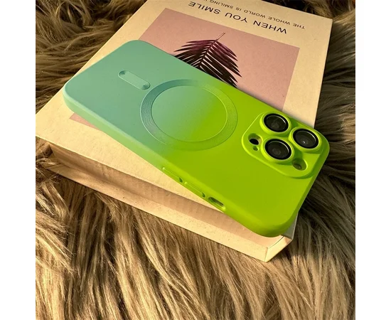 Силіконовий чохол "Luxury Gradient" with MagSafe для Apple iPhone 15 Pro Зелено-блакитний