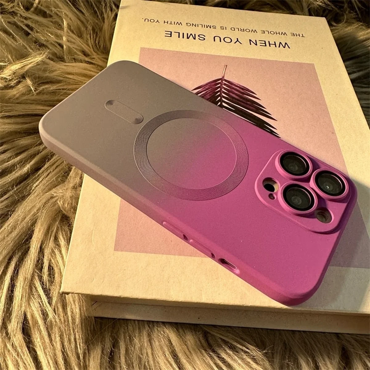 Силиконовый чехол "Luxury Gradient" with MagSafe для Apple iPhone 15 Pro Max Фиолетово-серый