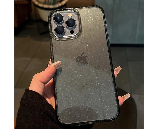 Силиконовый чехол "Bling Diamond" с блестками для iPhone 15 Pro Черный