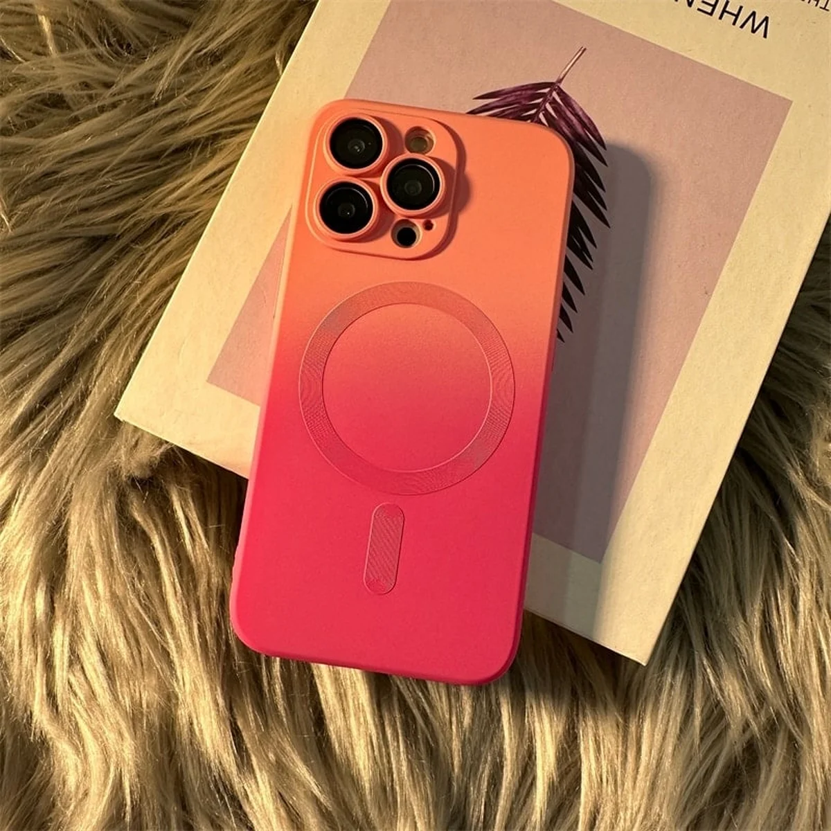 Силиконовый чехол "Luxury Gradient" with MagSafe для Apple iPhone 15 Pro Max Розово-фиолетовый