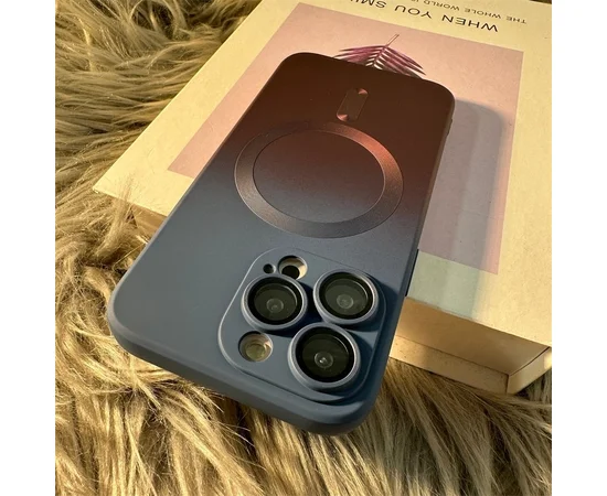 Силиконовый чехол "Luxury Gradient" with MagSafe для Apple iPhone 15 Pro Сине-бордовый