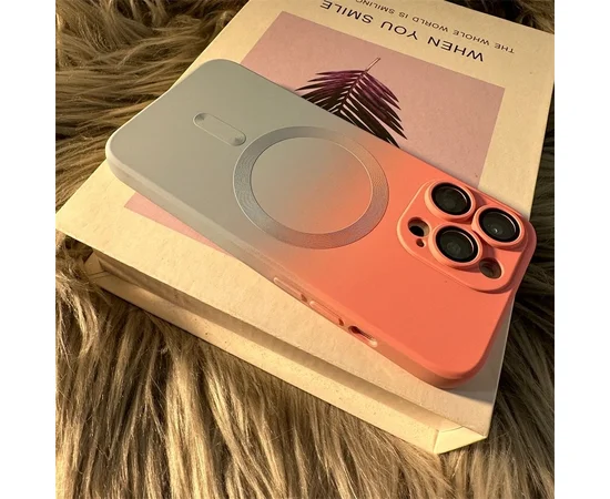 Силиконовый чехол "Luxury Gradient" with MagSafe для Apple iPhone 15 Pro Розово-серый