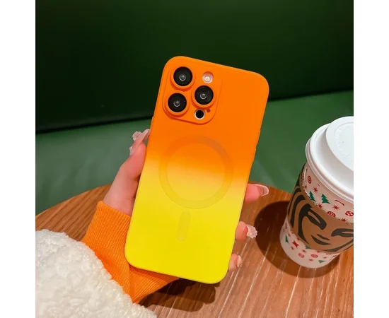 Силиконовый чехол "Luxury Gradient" with MagSafe для Apple iPhone 15 Pro Оранжево-желтый