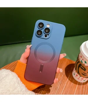 Силиконовый чехол "Luxury Gradient" with MagSafe для Apple iPhone 15 Pro Max Сине-бордовый