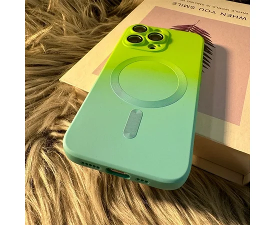 Силіконовий чохол "Luxury Gradient" with MagSafe для Apple iPhone 15 Pro Зелено-блакитний