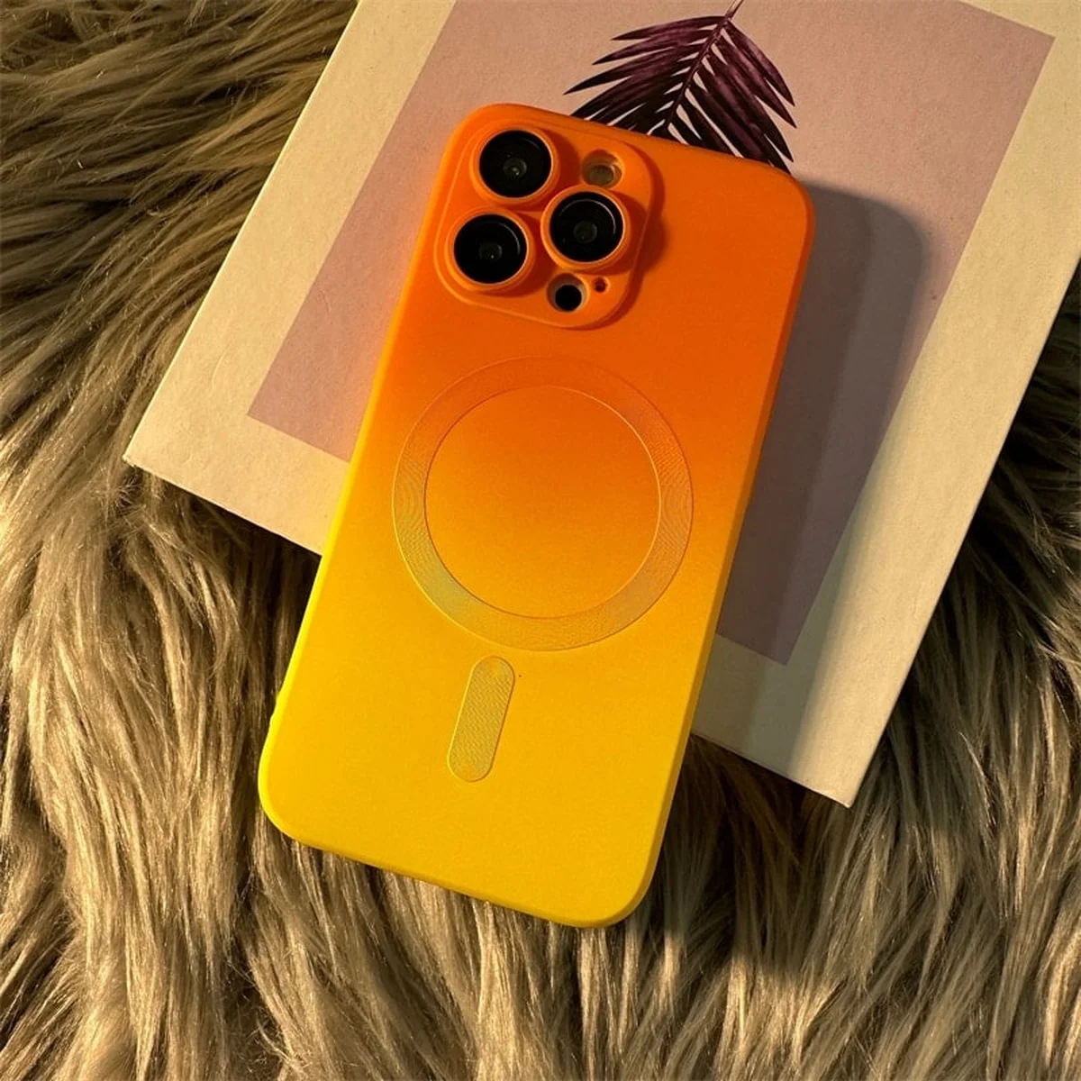 Силиконовый чехол "Luxury Gradient" with MagSafe для Apple iPhone 11 Pro Max Оранжево-желтый