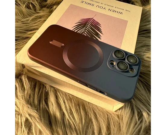 Силиконовый чехол "Luxury Gradient" with MagSafe для Apple iPhone 15 Pro Сине-бордовый