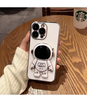 Силиконовый чехол "Космонавт" с подставкой для Apple iPhone 14 Pro Max Белый
