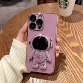 Силиконовый чехол "Космонавт" с подставкой для Apple iPhone 13 Pro Max Фиолетовый
