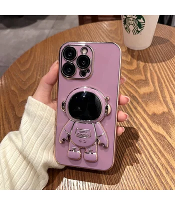 Силіконовий чохол "Космонавт" з підставкою для Apple iPhone 15 Pro Max Фіолетовий Силіконовий чохол "Космонавт" з підставкою для Apple iPhone 15 Pro Max Фіолетовий