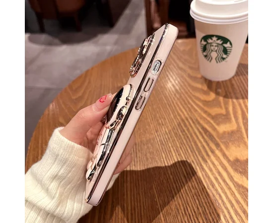 Силіконовий чохол "Космонавт" з підставкою для Apple iPhone 13 Pro Max Пудро-рожевий