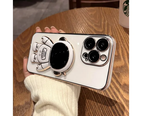 Силіконовий чохол "Космонавт" з підставкою для Apple iPhone 13 Pro Max Білий