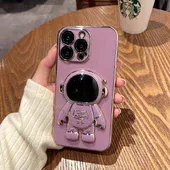 Силиконовый чехол "Космонавт" с подставкой для Apple iPhone 13 Pro Max Фиолетовый