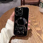 Силиконовый чехол "Космонавт" с подставкой для Apple iPhone 14 Pro Max Черный