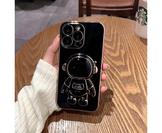 Силіконовий чохол "Космонавт" з підставкою для Apple iPhone 15 Pro Max Чорний