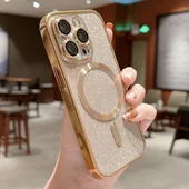 Силиконовый чехол "Shining Plating" with MagSafe для iPhone 14 Pro Max Золотой