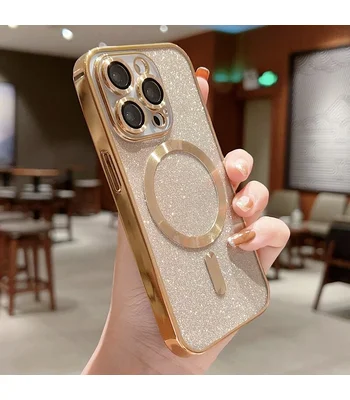 Силіконовий чохол "Shining Plating" with MagSafe для iPhone 15 Pro Max Золотий