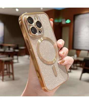 Силіконовий чохол "Shining Plating" with MagSafe для iPhone 14 Pro Max Золотий Силіконовий чохол "Shining Plating" with MagSafe для iPhone 14 Pro Max Золотий
