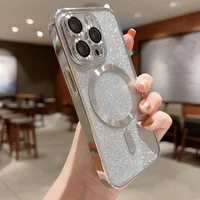 Силиконовый чехол "Shining Plating" with MagSafe для iPhone 12 Pro Серебряный
