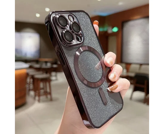 Силіконовий чохол "Shining Plating" with MagSafe для iPhone 14 Pro Max Чорний