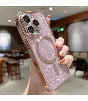 Силіконовий чохол "Shining Plating" with MagSafe для iPhone 15 Pro Max Рожевий