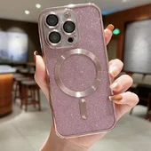 Силиконовый чехол "Shining Plating" with MagSafe для iPhone 12 Pro Розовый